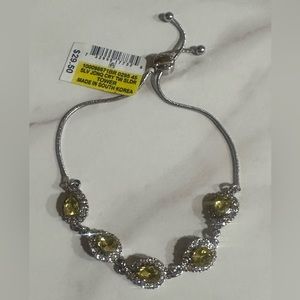 Charter Club Silver Tone Jonquil Crystal & Stone Slider Bracelet